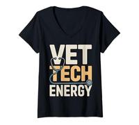 Women's Vet Tech Energy Veterinary Technician Humor V-Neck T-Shirt