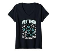 Women's Vet Tech in The Making Veterinary Student Pet Care V-Neck T-Shirt