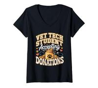 Women's Vet Tech Student Accepting Donations Vet Tech Veterinary V-Neck T-Shirt