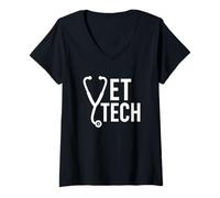 Womens Vet Tech Veterinarian Squad Veterinary Receptionist V-Neck T-Shirt