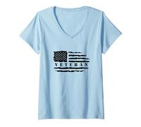 Womens Veteran American Flag Memorial Day Patriotic Soldiers Army V-Neck T-Shirt