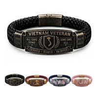 Women's Veteran Bracelet Collection, Patriotic Braided Cord Keepsake, 250th Anniversary Bracelet with Floral Military Tribute Charm, for Veteran Day, Sports Outdoors (A)