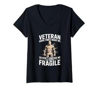 Women's Veteran Hard Times Made Me Strong Not Fragile V-Neck T-Shirt