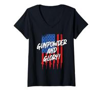 Women's Veterans Day Democratic Veteran Gunpowder and Glory V-Neck T-Shirt