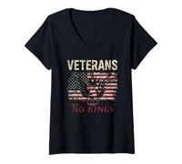 Womens Veterans No Kings USA Flag America V-Neck T-Shirt