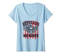 Womens Veterans No Kings USA Flag America V-Neck T-Shirt