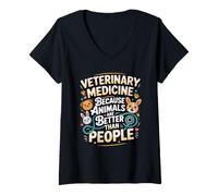Women's Veterinary Medicine Animals are Better Than People Vet Tech V-Neck T-Shirt