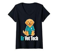Women's Veterinary Technician Animal Clinic Emergency Vet Tech V-Neck T-Shirt