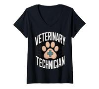 Women's Veterinary Technician Animal Paw Career Pride V-Neck T-Shirt