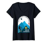 Women's Via de la Plata Bicycle Man Santiago de Compostela 2026 V-Neck T-Shirt