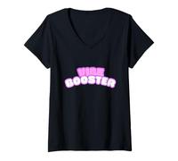 Womens Vibe Booster Cute Fun for Dating Boyfriend and Girlfriend V-Neck T-Shirt