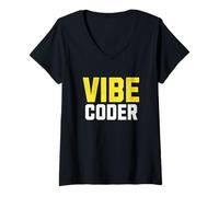 Womens Vibe Coder, AI Coding Software Developer V-Neck T-Shirt