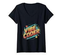 Womens Vibe Coder Software Programmer Developer Coding - V-Neck T-Shirt