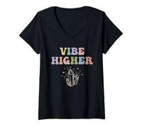 Women's Vibe Higher Crystal High Vibration V-Neck T-Shirt