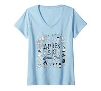 Womens Vibes Snow Party A pres Ski Social Club Skiing Winter V-Neck T-Shirt