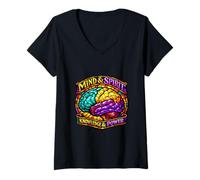 Women's Vibrant Cognition Wisdom Strength Mosaic Art V-Neck T-Shirt