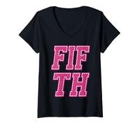 Women's Vibrant Fifth 5th Polka Dot Celebration Design V-Neck T-Shirt