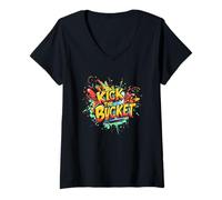 Womens Vibrant Kick the Bucket Costume for Idiom Speech Fans V-Neck T-Shirt