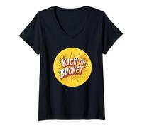 Womens Vibrant Kick the Bucket Statement Idiom Costume V-Neck T-Shirt