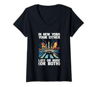 Womens Vibrant New York Statement for Funny Late or Rude V-Neck T-Shirt