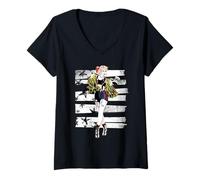 Womens Vibrant Punk Rebel Stars Graffiti Art V-Neck T-Shirt