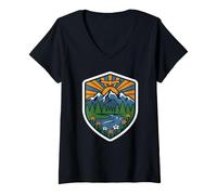 Women's Vibrant Sunset Colors Illuminate the Remote Mountain Peak V-Neck T-Shirt