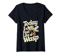 Women's Vibrant Sweet Awesome Bug Cool Unique Backyard Vivid Wasp V-Neck T-Shirt