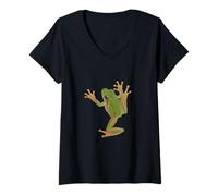 Womens Vibrant Tree Frog Vector Design V-Neck T-Shirt