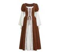 Women's Victorian Dress Renaissance Medieval Costume | Gothic Dress Off The Shoulder Bell Long Sleeve Medieval Lace Up Waist Ruffle Hem Costume Halloween Carnival Cosplay Party
