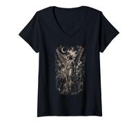 Women's Victorian Gothic Angel Statue Art Graveyard Cemetery Alt V-Neck T-Shirt