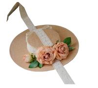 Womens Victorian Hat Vintage Tea Party Sun Hat Flowers Flat Hat