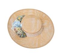 Womens Victorian Hat Vintage Tea Party Sun Hat Flowers Flat Hat