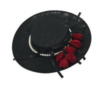 Womens Victorian Hat Vintage Tea Party Sun Hat Flowers Flat Hat (A)