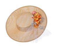 Womens Victorian Hat Vintage Tea Party Sun Hat Flowers Flat Hat (E)