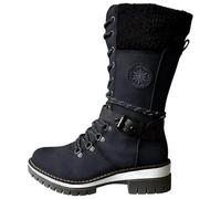 Women's Victorian Mid-Calf Boots Fashion Square Heel Lace Up Round Toe Solid Gothic Boots Snow Durable Outdoor Thermal Winter Warm Waterproof Boot Black