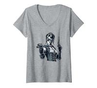 Women's Victorian Steam Punk Assassin And Steampunk World Aesthetic V-Neck T-Shirt