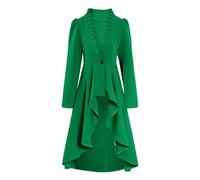 Women's Victorian Style Steampunk Jacket with Tailcoat Shirt Design, Medieval Coat with Gothic Details and Long Sleeves, for Retro Costume, Theme Parties, Renaissance Events, Green, XL