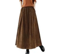 Women's Victorian Traditional Skirt Medieval High Waist Maxi Skirt Wide Flared Cord Maxi Skirt Asymmetrical Hem Flowy Midi Skirts A-line Long Skirt with Pockets Vintage Casual Skirt