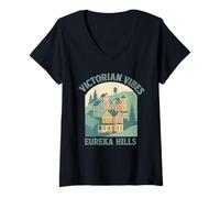 Womens Victorian Vibes Shirt Eureka Hills Historic Arkansas Homes V-Neck T-Shirt