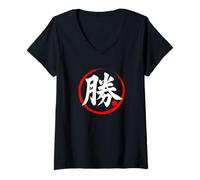 Womens “Victory” Japanese Word Kanji Character V-Neck T-Shirt