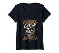 Womens Victory Or Valhalla Norse Viking Mythology V-Neck T-Shirt