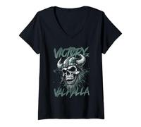 Womens Victory Or Valhalla Norse Viking Mythology V-Neck T-Shirt