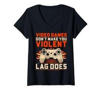 Women's Video Games Don’t Make You Violent Gamer Humor V-Neck T-Shirt