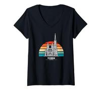 Women's Vienna Austria St. Stephen’s Cathedral Vintage Sunset V-Neck T-Shirt