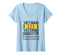 Womens Vietnam Veteran Daughter Raised by My Hero Military Service V-Neck T-Shirt