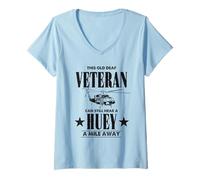 Womens Vietnam Veteran Helicopter Pilot - Hear A Huey A Mile Away V-Neck T-Shirt