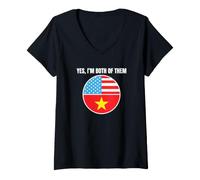 Women's Vietnamese American Yes Im Both Heritage V-Neck T-Shirt