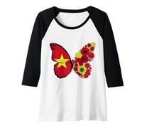 Womens Vietnamese Girls Roots Vietnam Flag Pride Heritage Butterfly Raglan Baseball Tee