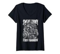 Women's Viking Gym Sweat Today Feast Tomorrow Funny Norse Deadlift V-Neck T-Shirt