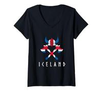 Womens Viking Iceland Icelandic Warrior V-Neck T-Shirt